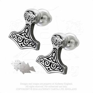 Серьги Alchemy Gothic Thor Hammer Ear studs E384