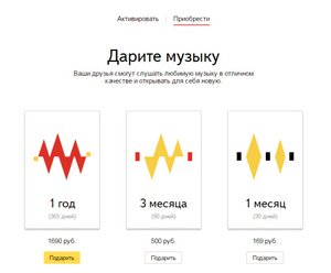 Годовая подписка на яндекс музыку