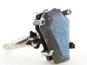 Easeful Death. Mini Labradorite Coffin Ring.