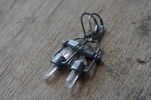 clear quartz point earrings