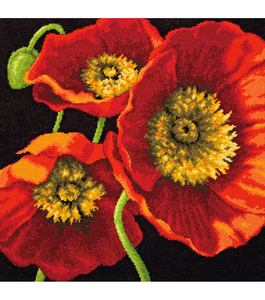 Dimensions Needlepoint Kit Red Poppy Trio