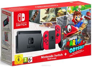 Игровая консоль Nintendo Switch, Red + Super Mario Odyssey