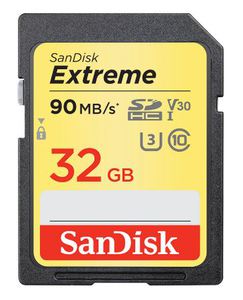 Карта памяти SanDisk SDHC 32GB Class10 Extreme V30 UHS-I U3 90MB/s