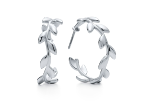 Tiffany Olive Leaf Hoop Earrings