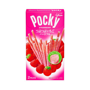 Палочки печенья в клубничном шоколаде Pocky Glico с кусочками клубники, в виде Сердечек. 58г., Япония