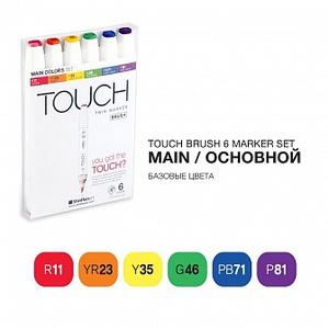 АБОР МАРКЕРОВ TOUCH TWIN BRUSH 6 ЦВ, ОСНОВНЫЙ ТОНА