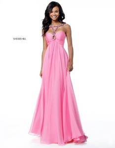 Pink Beaded Neckline Sherri Hill 51639 A Line Long Chiffon Evening Gowns 2018