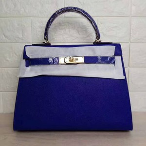 Hermes Kelly Bag Epsom Leather Gold Hardware In Blue