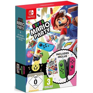 Игра Super Mario Party + два контроллера в цветах игры.