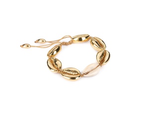 Браслет TOHUM LARGE PUKA SHELL BRACELET IN GOLD WITH NATURAL SHELL