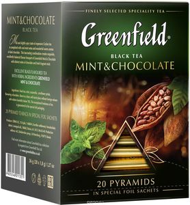 Greenfield Mint & Chocolate черный чай в пирамидках, 20 шт