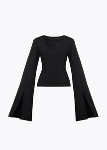 TOP WITH FLARED AVANGARD SLEEVES. BLACK