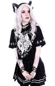 Gothic blouse, occult t-shirt Crop Top "OH LUCIFER"