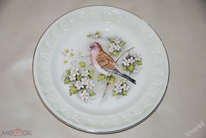 Тарелка Коноплянка Птица, Royal Worcester Palissy