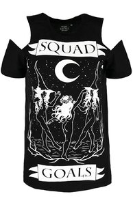 Black witches cold shoulder T-shirt Squad Goals