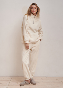 Худи из флиса в стиле oversize на молнии CREAM