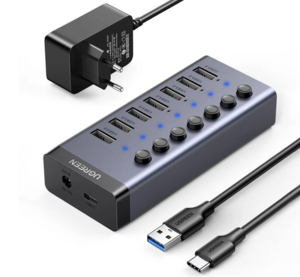 Мульти Хаб UGREEN CM481 USB-C to 7-Port USB-A 3.0 Hub DC 12V (90307)