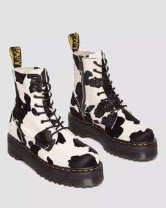 JADON HAIR-ON COW PRINT PLATFORM BOOTS