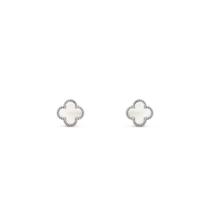 Sweet Alhambra earstuds  18K white gold, Mother-of-pearl