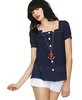 Kool Hearts Button-Front Square-Neck Blouse