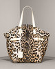 YSL Downtown Leopard-Print Media Tote