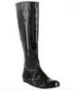 black patent leather back zip flat boots