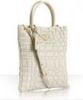 ivory basketwoven nylon tote bag