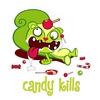 Татуировка Nutty из Happy Tree Friends с надписью Candy kills