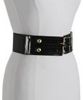 black stretch double buckle belt