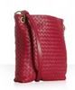 dark pink woven leather small messenger bag