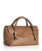 walnut basketwoven leather flap satchel