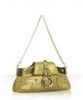 lime croc-printed leather shoulder bag