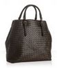 dark brown woven leather large tote