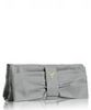 grey nylon bow detail flap clutch