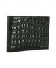 black croc embossed patent bi-fold change wallet