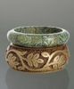 set of 2 - carved and ikat wooden bangles