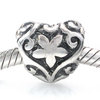 European Bead HEART Silver fits Pandora Chamilia