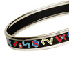 Hermes Narrow enamel bracelet in silver and palladium plated (2.5" diameter)