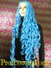 PW22 Extra Long Wavy Blue 40'' Cosplay Wigs Free Ship