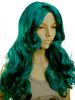 PW253 Green Long Curly Cosplay Party Wigs Free Ship