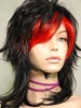 C024 Black Fiery Red Mixed Cosplay Wig Wigs FREE SHIP