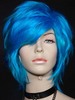 C228 blue medium flip out wavy side wig Free Ship