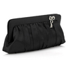 Satin Brooch Frame Black Clutch