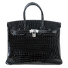 An Hermes Black Crocodile Birkin Bag with Diamonds