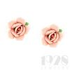 Classic Porcelain Rose Button Earrings