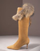 Сапоги Manolo Blahnik “Fur-Trim Suede Boot”