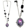 GOTHIC LOLITA PINK HEAD MULTIBEAD MEDALLION NECKLACE