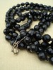 Extra Long Black Jet Faceted 30's Flapper Necklace on Chain