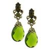 Victorian Style Olive Green Teardrop Earrings