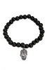 Black Bead Skull Bracelet